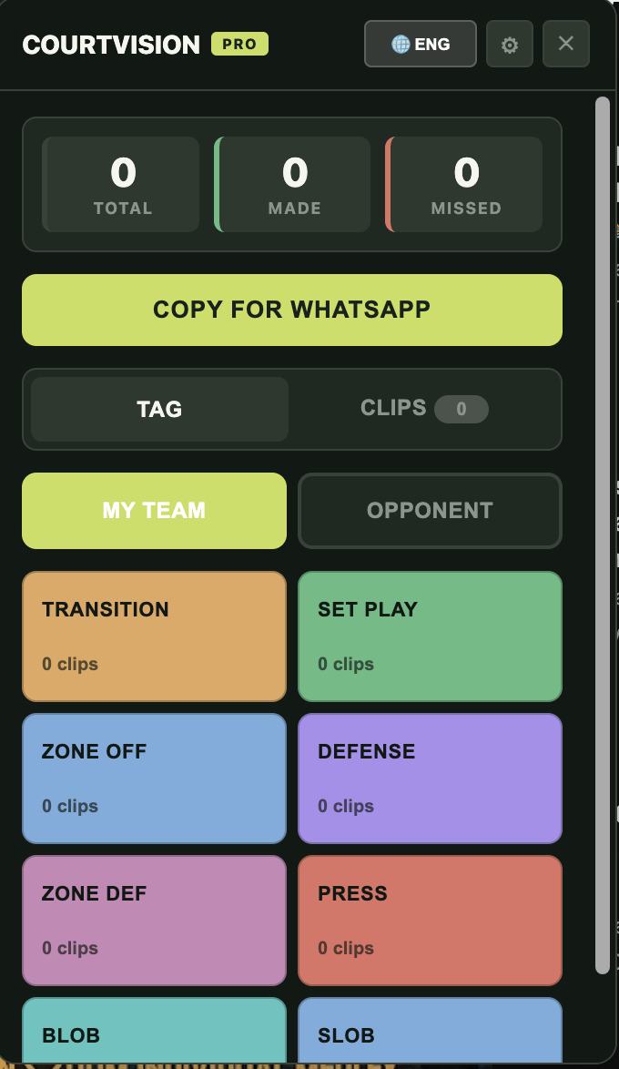 CourtVision tagging buttons